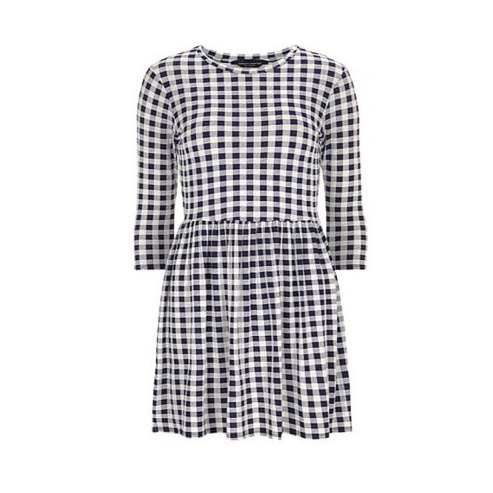 Dorothy Perkins Navy Gingham Smock Fit & Flare Dress